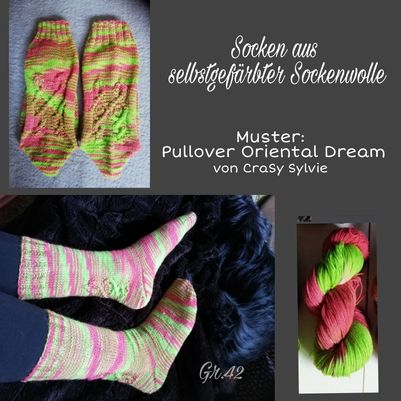 Socken, mal mit Muster über Ferse Socken aus selbstgefärbter 