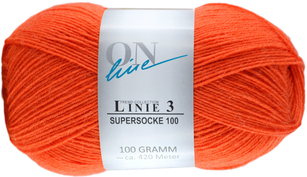 Supersocke 100 4-fach Uni, ONline Linie 3 0043 - orange