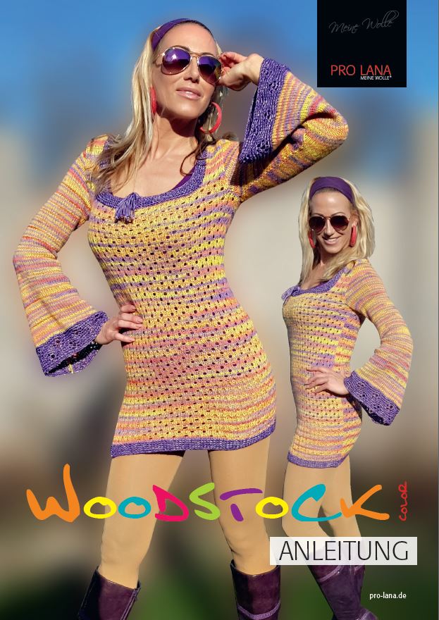 Minikleid mit Glockenärmel | Wollpaket mit Woodstock | Stricken