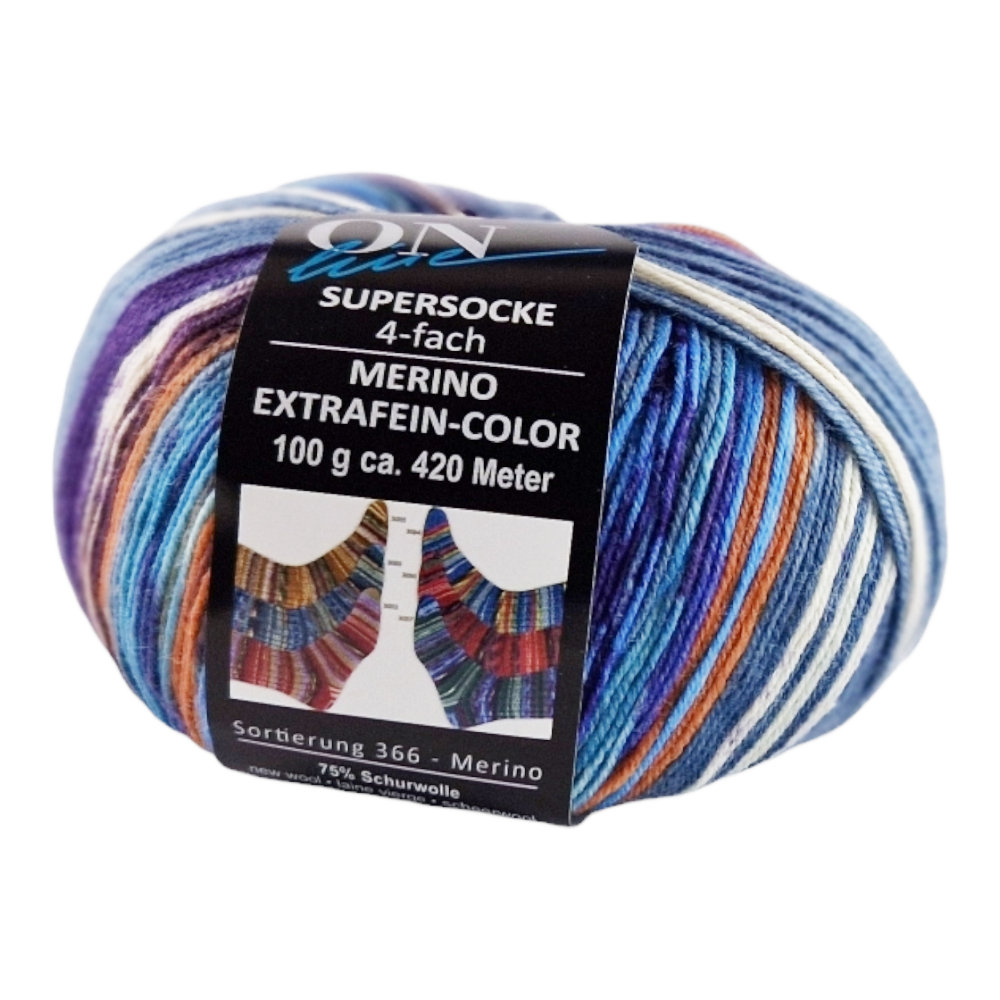 Supersocke Merino Extrafein Sort. 366 Color 4-fach von ONline 3033 Supersocke Merino Extrafein Sort. 366 Color 4-fach von ONline 3033