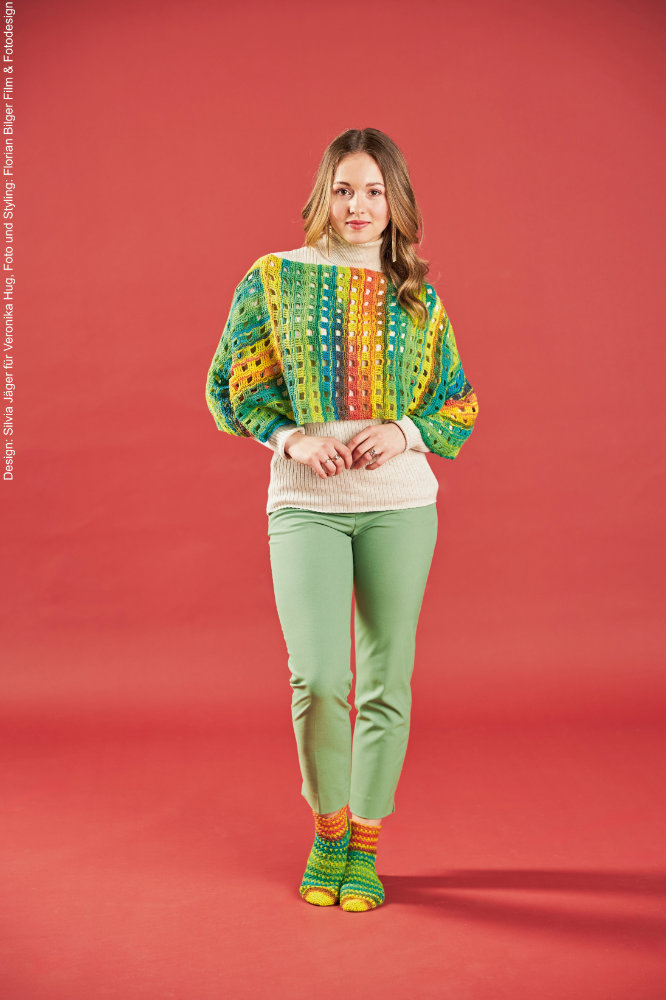 Poncho mit Sommersocken | Anleitungsheft | Wolle Paint Socks  | Häkeln | Veronika Hug, Woolly Hugs, Christophorus Verlag