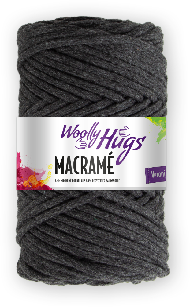 Macramé von Woolly Hugs 0098 - mittelgrau meliert