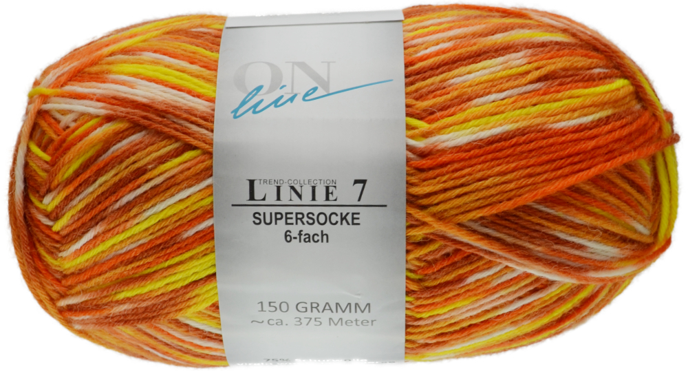 Supersocke 6-fach Linie 7 Color ONline 0704 - orange / gelb