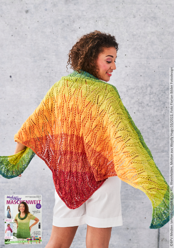 Tuch Blätterwellen  | Wollpaket mit Bobbel Cotton XXL  | Häkeln | Veronika Hug, Woolly Hugs, Christophorus Verlag