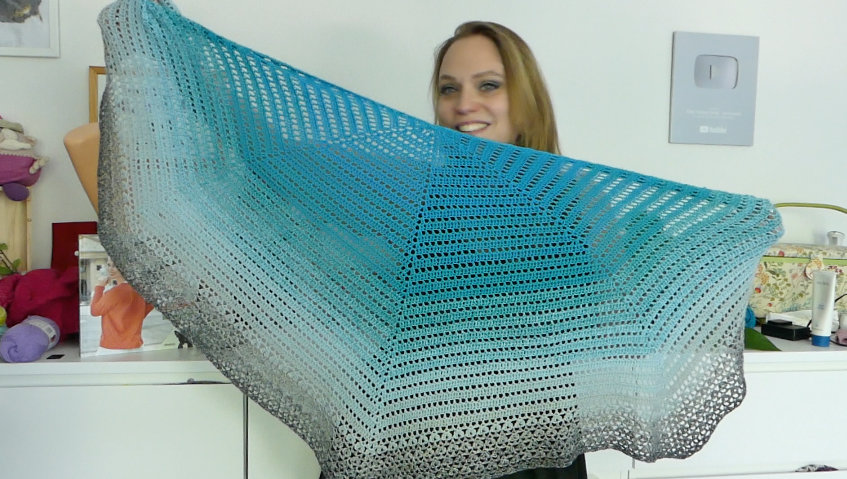 Fledermaustuch Tag am Meer | Einzelanleitung | Wolle Bobbel Cotton XXL  | Häkeln | Sylvie Rasch