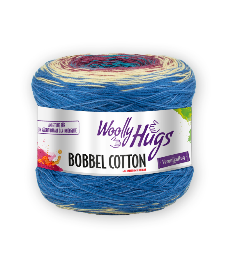 BOBBEL cotton 800m von Woolly Hugs 0055 - petrol / bordeaux / camel / blau