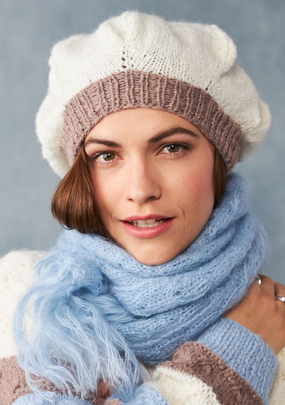 Baskenmütze in taube-natur | Anleitungsheft | Wolle Alpaka deluxe  | Stricken | Pro Lana