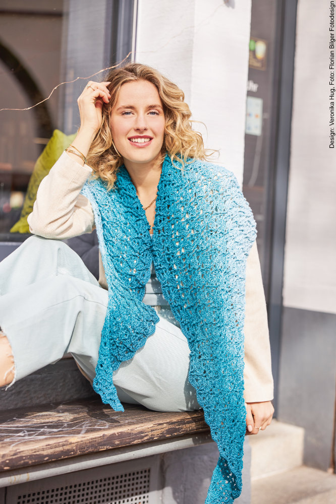 Tuch Relief - Waben ab Spitze | Anleitungsheft | Wolle BOBBEL cotton 800m  | Häkeln | Veronika Hug, Woolly Hugs, Christophorus Verlag