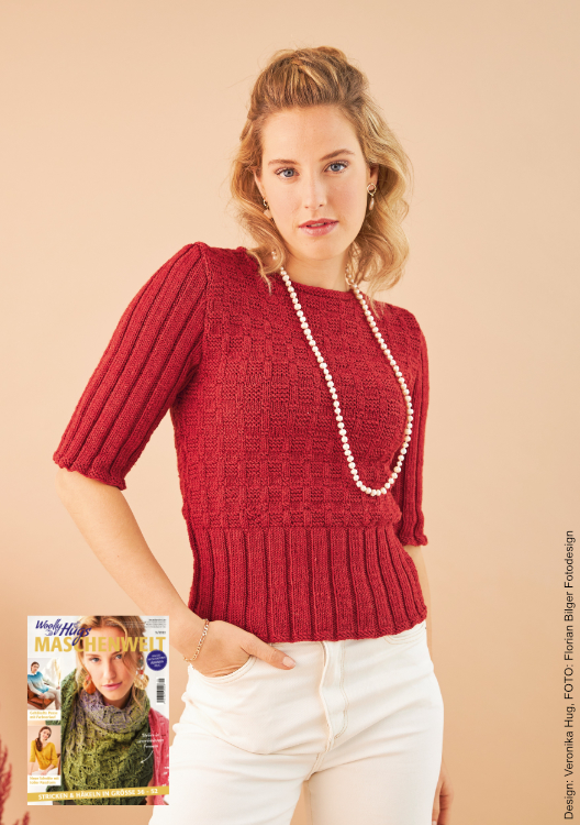 Kurzarmpull Karo-Look | Anleitungsheft | Wolle Merino Stretch  | Stricken | Veronika Hug, Woolly Hugs, Christophorus Verlag