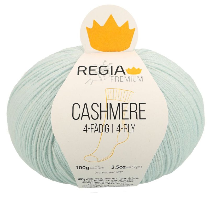 Premium Cashmere Uni 4-fach Sockenwolle 100 g von Regia 0062 soft mint