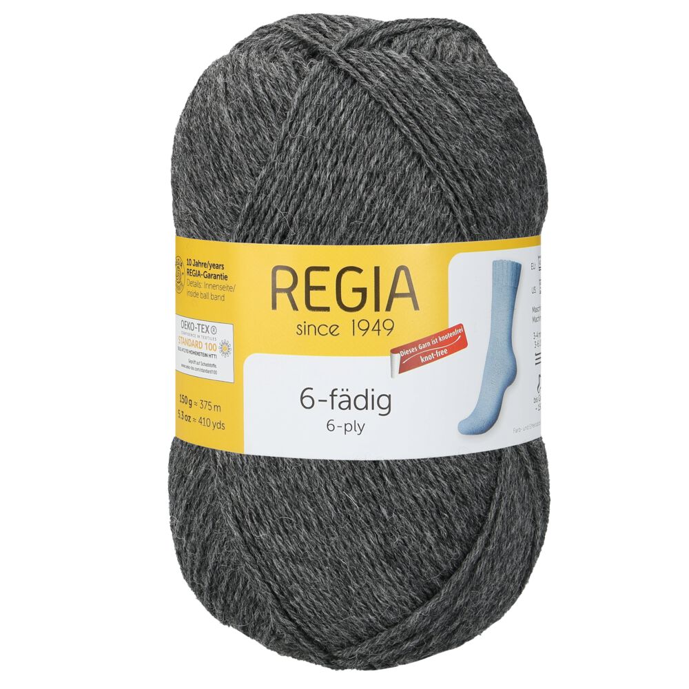 Sockenwolle Uni 6-fach 150 g von Regia 00044 mittelgrau meliert Sockenwolle Uni 6-fach 150 g von Regia 00044 mittelgrau meliert