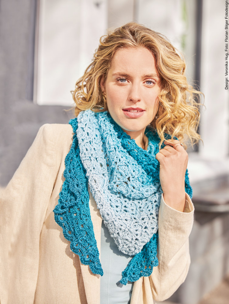 Tuch Relief - Waben ab Spitze | Anleitungsheft | Wolle BOBBEL cotton 800m  | Häkeln | Veronika Hug, Woolly Hugs, Christophorus Verlag
