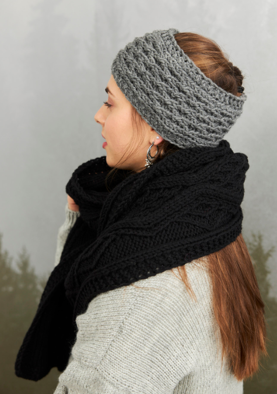 Schal und Stirnband mit Rautenmusterbordüre | Anleitungsheft | Wolle Italy Wool 75  | Stricken | Pro Lana