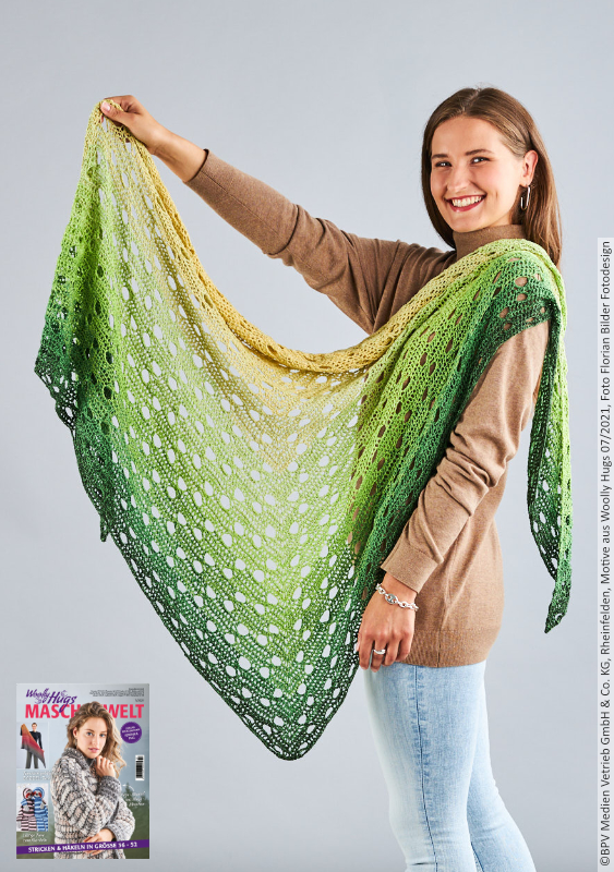 Tuch Verstreute Gitter | Anleitungsheft | Wolle Bobbel Cotton XXL  | Häkeln | Woolly Hugs