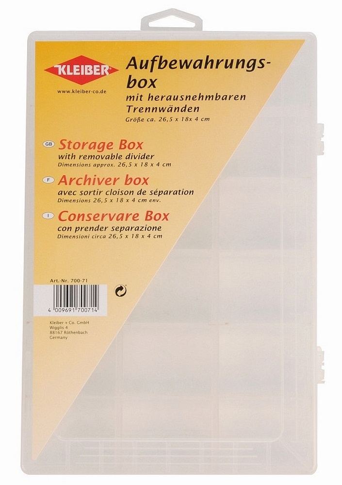 Aufbewahrungsbox Kunststoff von Kleiber groß - ca. 27,5 cm x 16,5 cm x 5,5 cm
