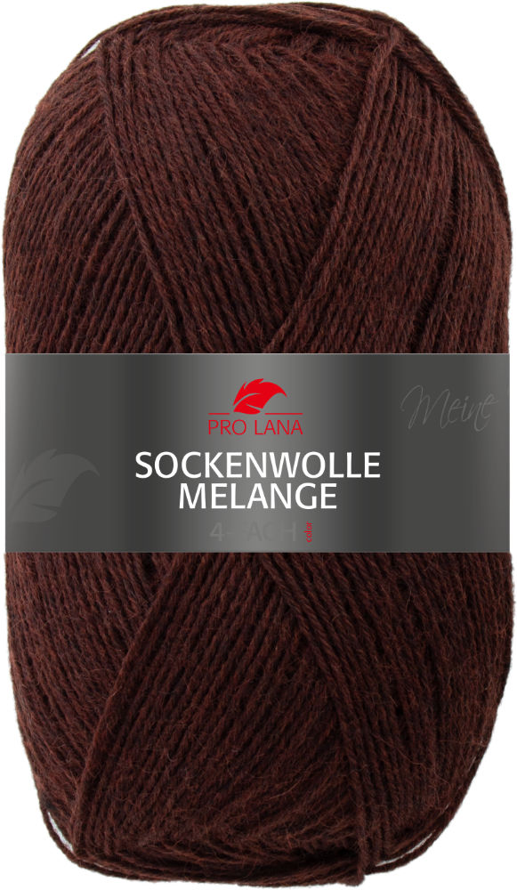 Sockenwolle uni - 4-fach von Pro Lana 0028 - bordeaux melange