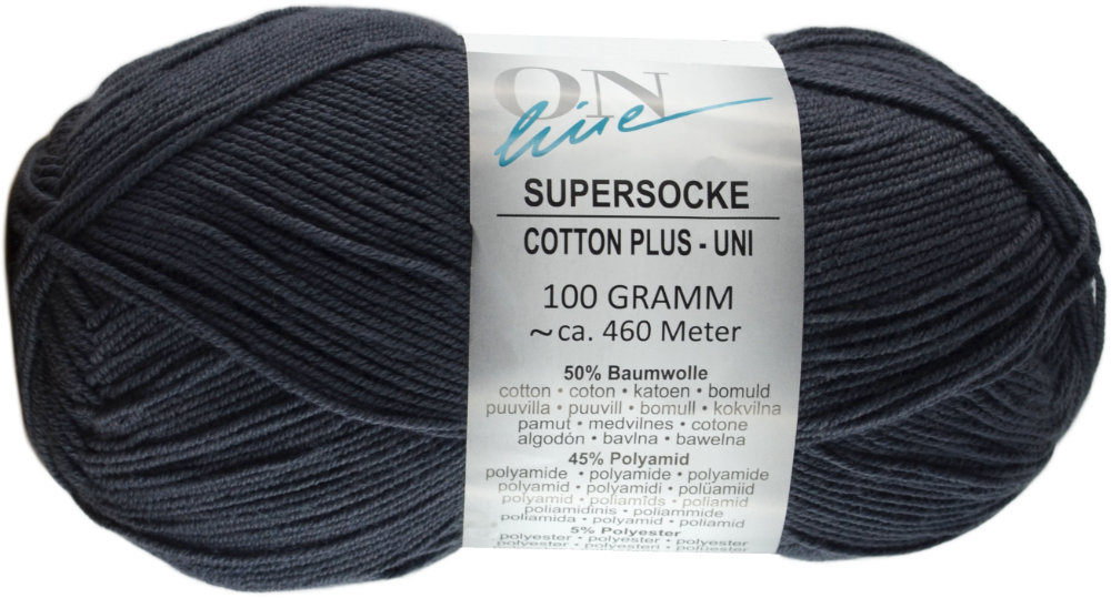 Supersocke Cotton Plus Uni 4-fach von ONline Sort. 293 - 2532 - dunkelgrau