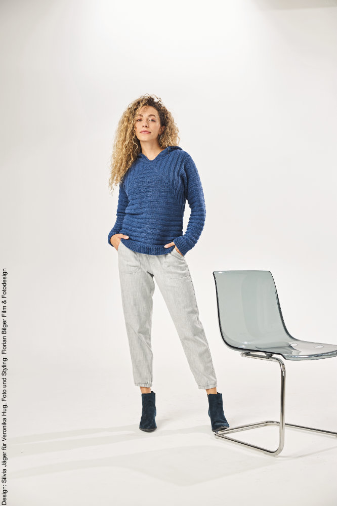 Kapuzenpullover Frontlook | Anleitungsheft | Wolle Merino Stretch  | Stricken | Veronika Hug, Woolly Hugs, Christophorus Verlag