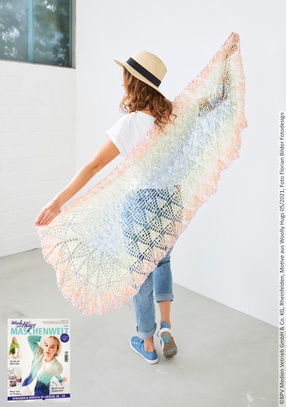 Tuch ovale Sprayblätter | Anleitungsheft | Wolle BOBBEL cotton 800m  | Häkeln | Woolly Hugs