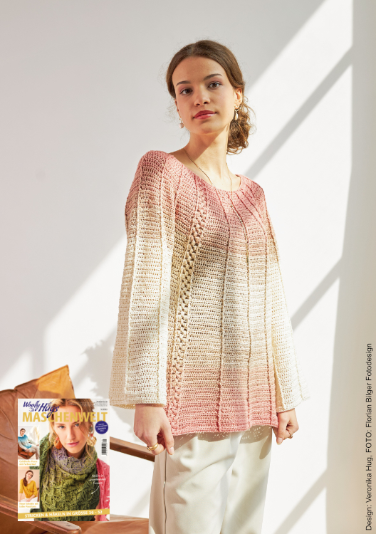 Häkelpulli Koralle | Anleitungsheft | Wolle BOBBEL cotton 800m  | Häkeln | Veronika Hug, Woolly Hugs, Christophorus Verlag