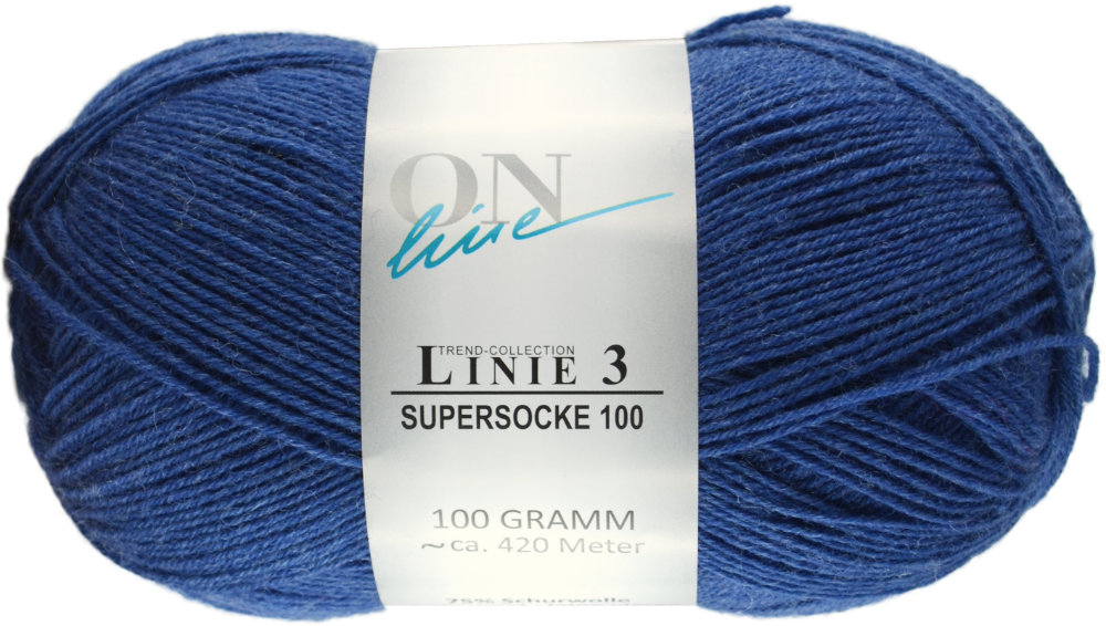 Supersocke 100 Linie 3 Uni 4-fach von ONline 0056 - jeansblau