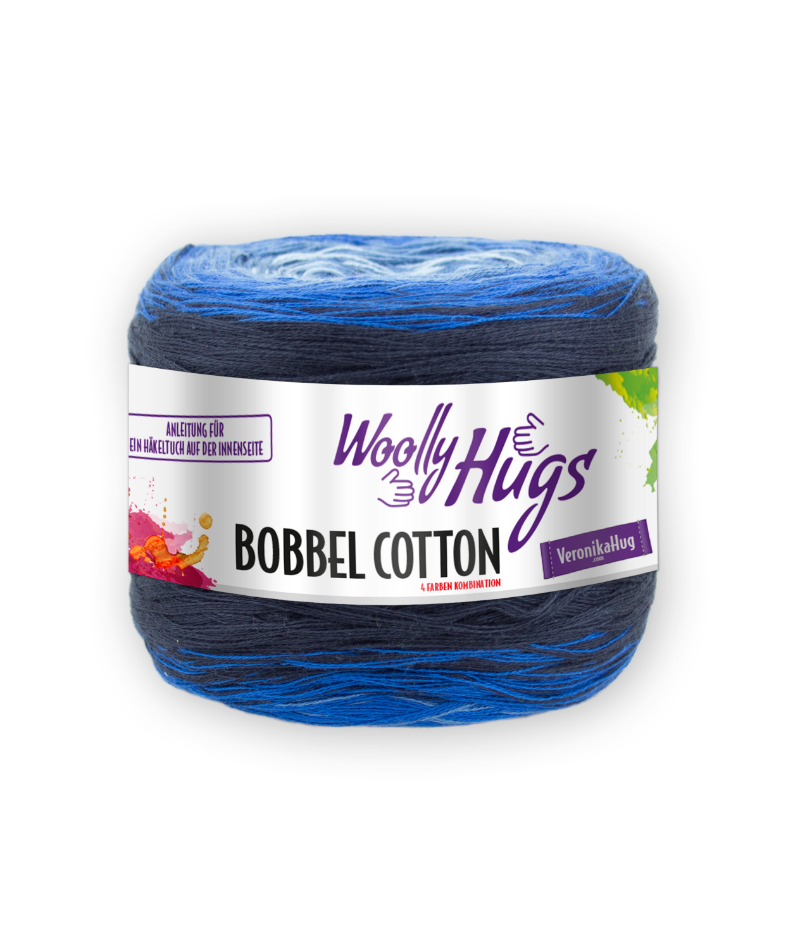 BOBBEL cotton 800m von Woolly Hugs 0024 - hellblau / royal / dunkelblau