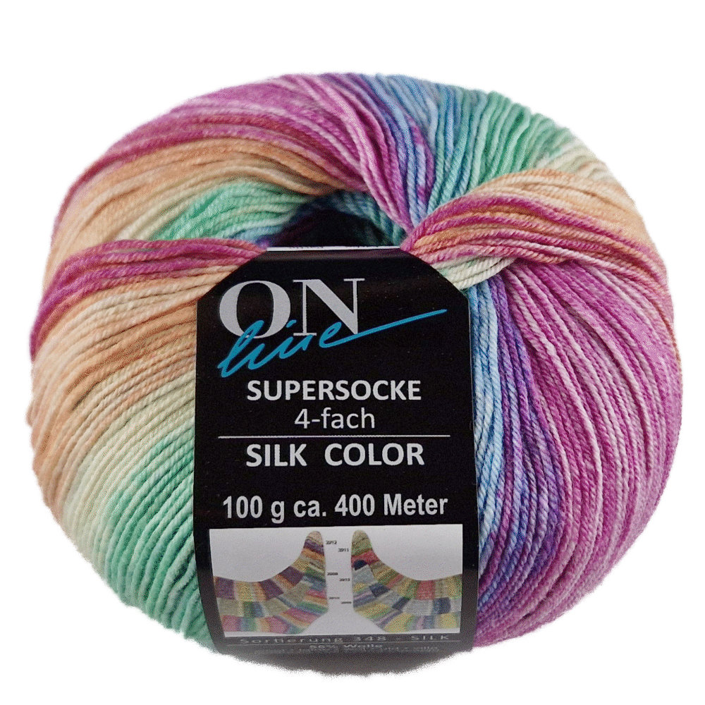 Supersocke Silk Sort. 348 Color 4-fach von ONline 2910