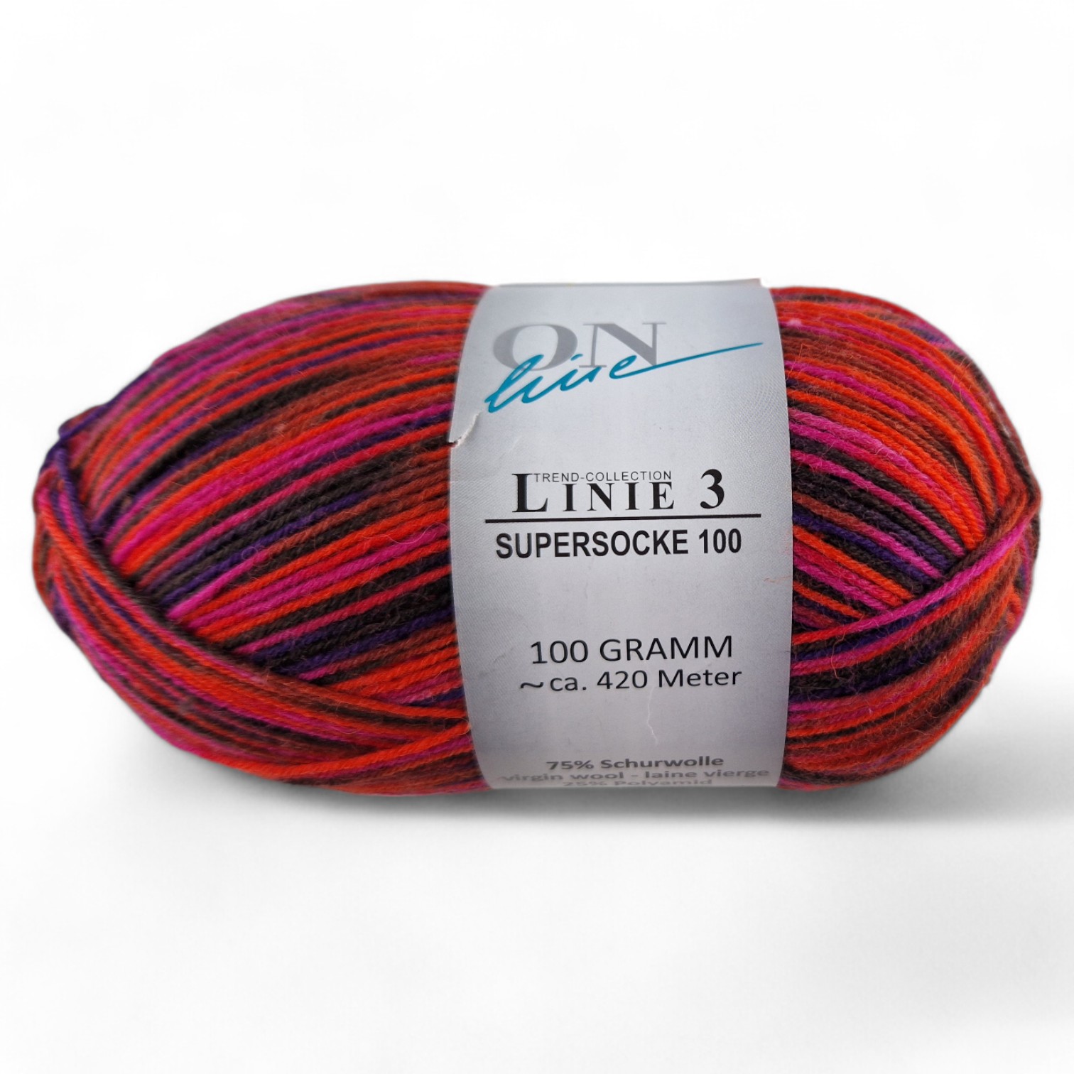 Supersocke 100 Linie 3 Color 4-fach von ONline Linie 3 - 0730 - rosa/braun