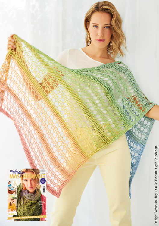 Tuch Durchblick - asymetrisch | Anleitungsheft | Wolle BOBBEL cotton 800m  | Häkeln | Veronika Hug, Woolly Hugs, Christophorus Verlag