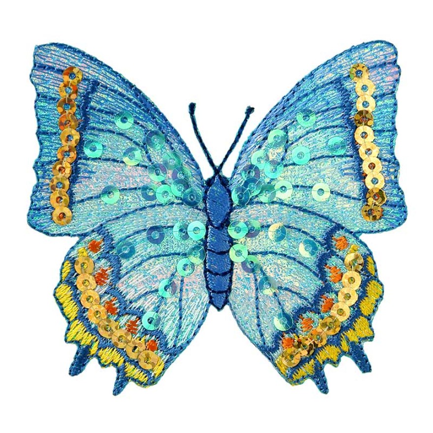 Applikation Schmetterling ca. 6,0 x 8,0 cm blau