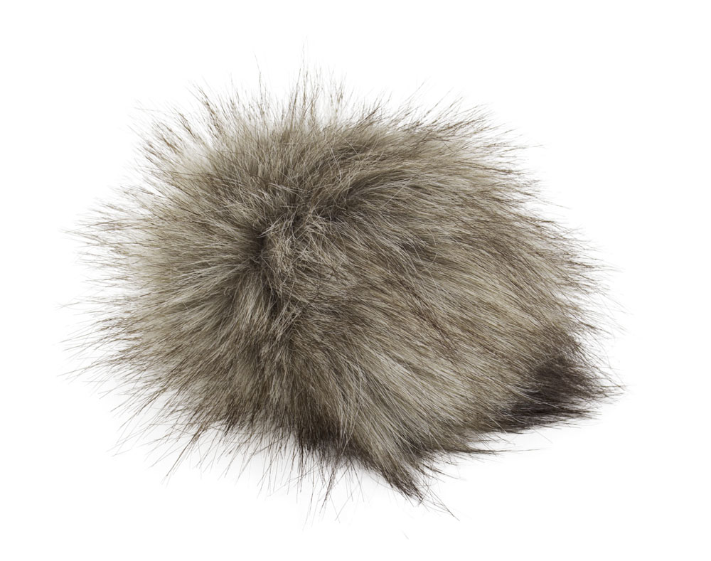 Fell Pompon XXXL mit Druckknopf beige black 