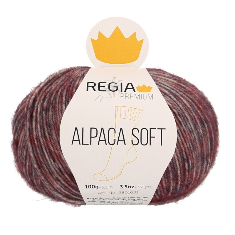 Premium Alpaca Soft Uni 4-fach Sockenwolle 100 g von Regia 0084 berry meliert