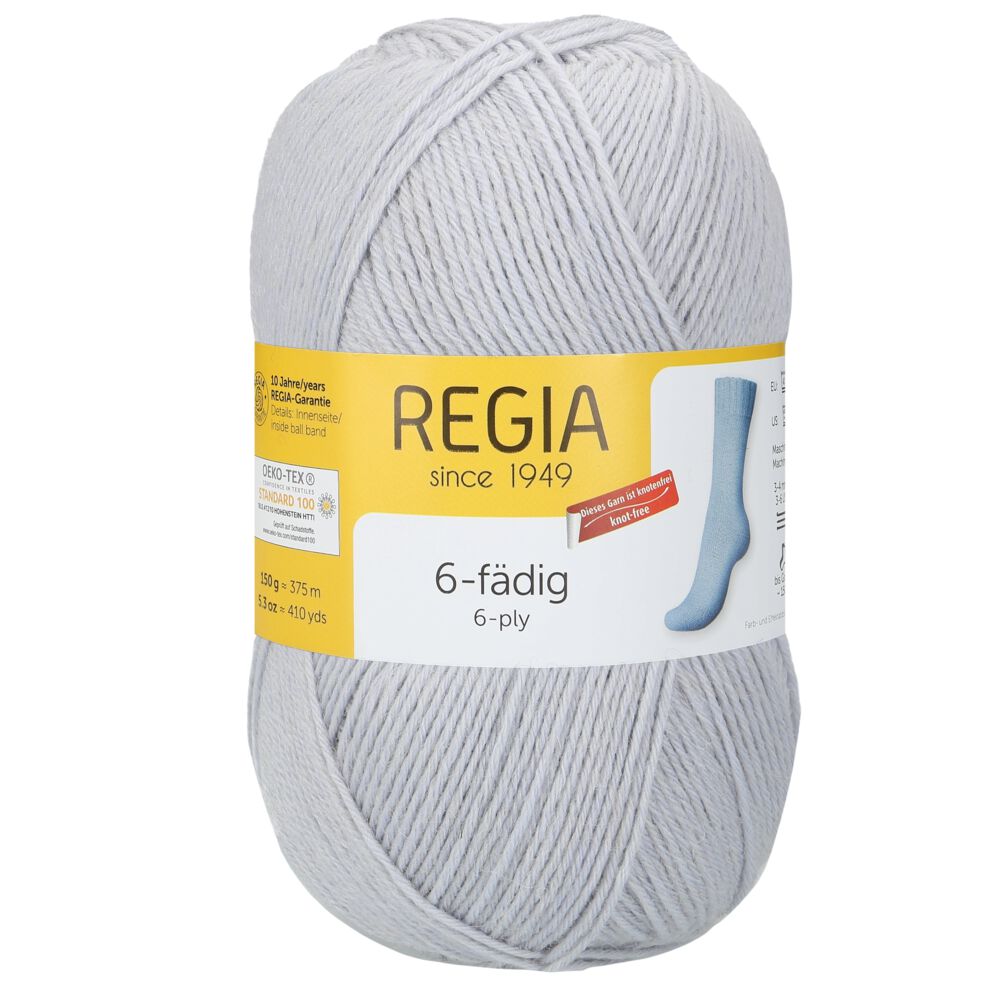 Sockenwolle Uni 6-fach 150 g von Regia 01960 lichtgrau