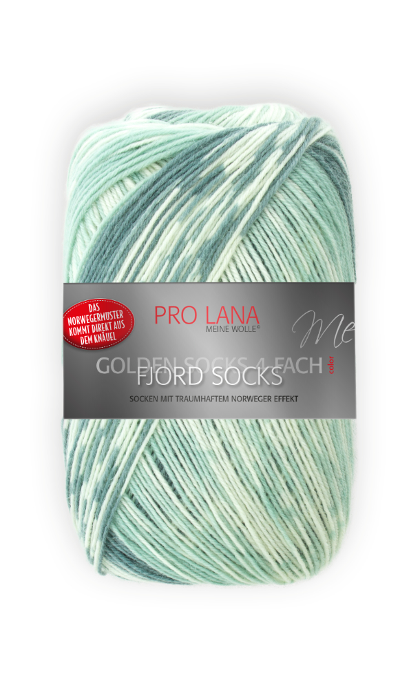 Fjord Socks - 4-fach Sockenwolle von Pro Lana 0185 - jade / petrol / weiß