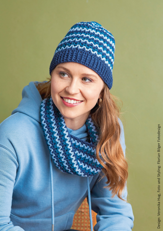 Loop & Mütze Little Waves | Anleitungsheft | Wolle Merino Stretch  | Häkeln | Veronika Hug, Woolly Hugs, Christophorus Verlag