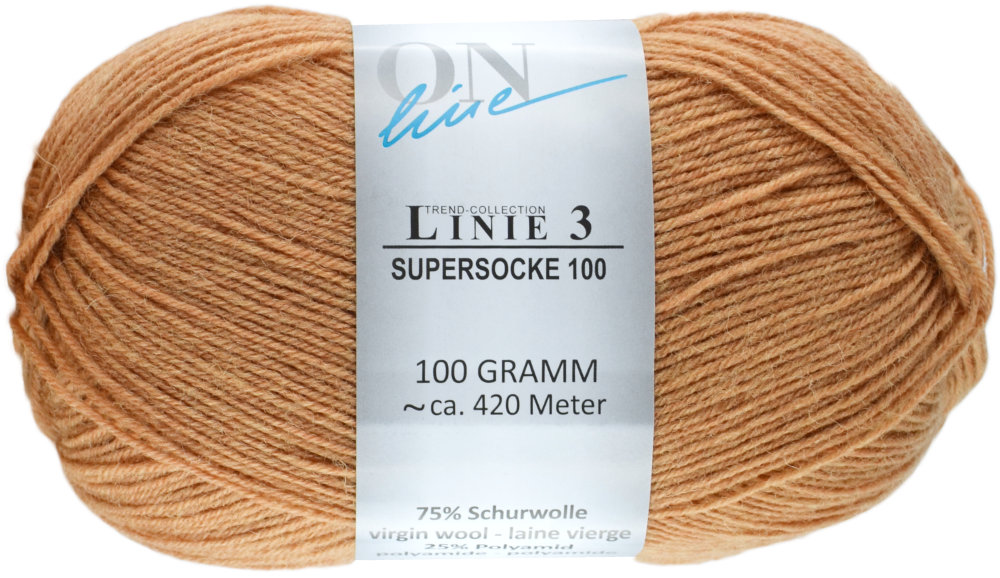 Supersocke 100 4-fach Uni, ONline Linie 3 0069 - camel