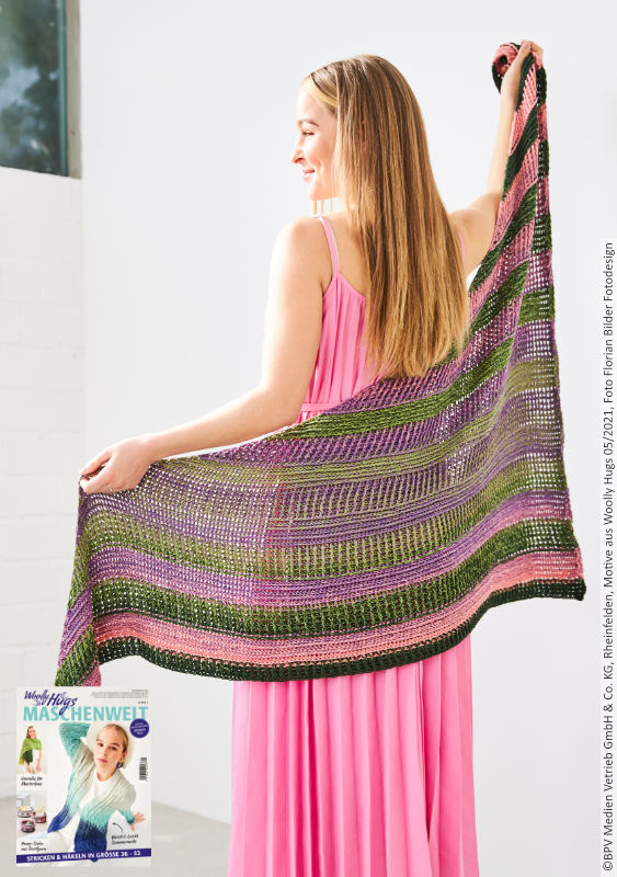 Tuch Muster-Streifen | Anleitungsheft | Wolle BOBBEL cotton 800m  | Häkeln | Woolly Hugs