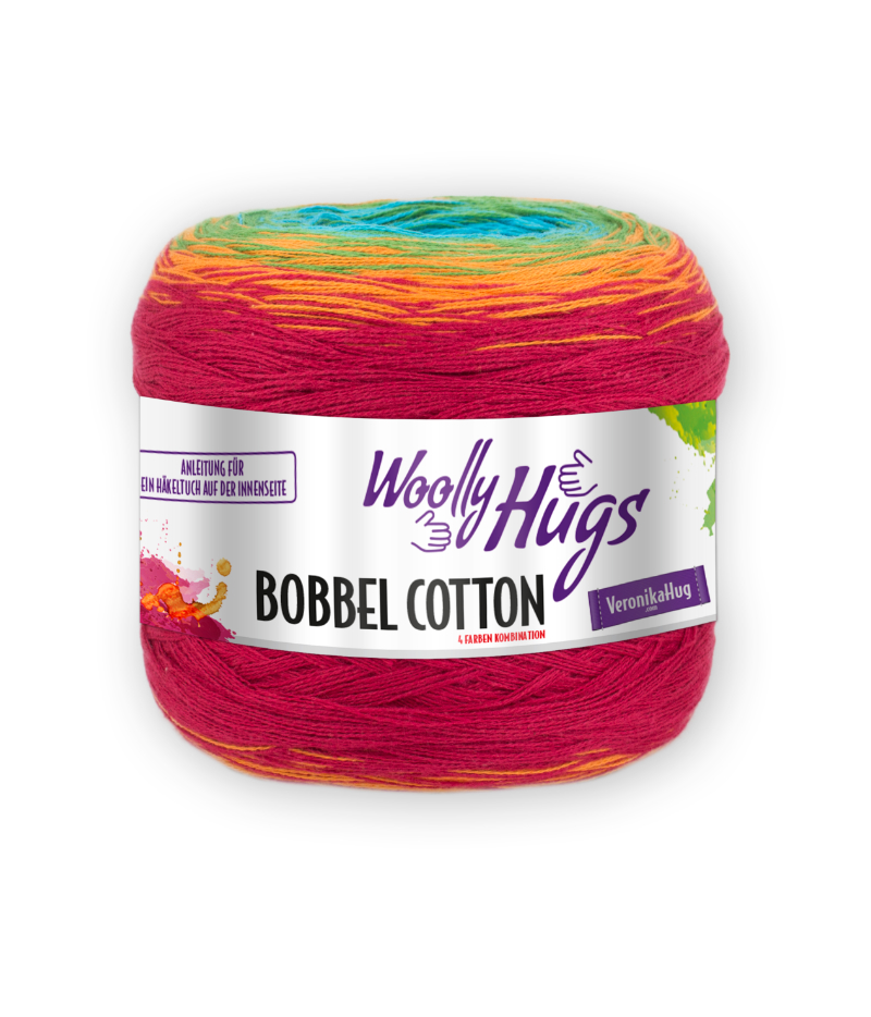 BOBBEL cotton 800m von Woolly Hugs 0016 - türkis / grün / orange / rot