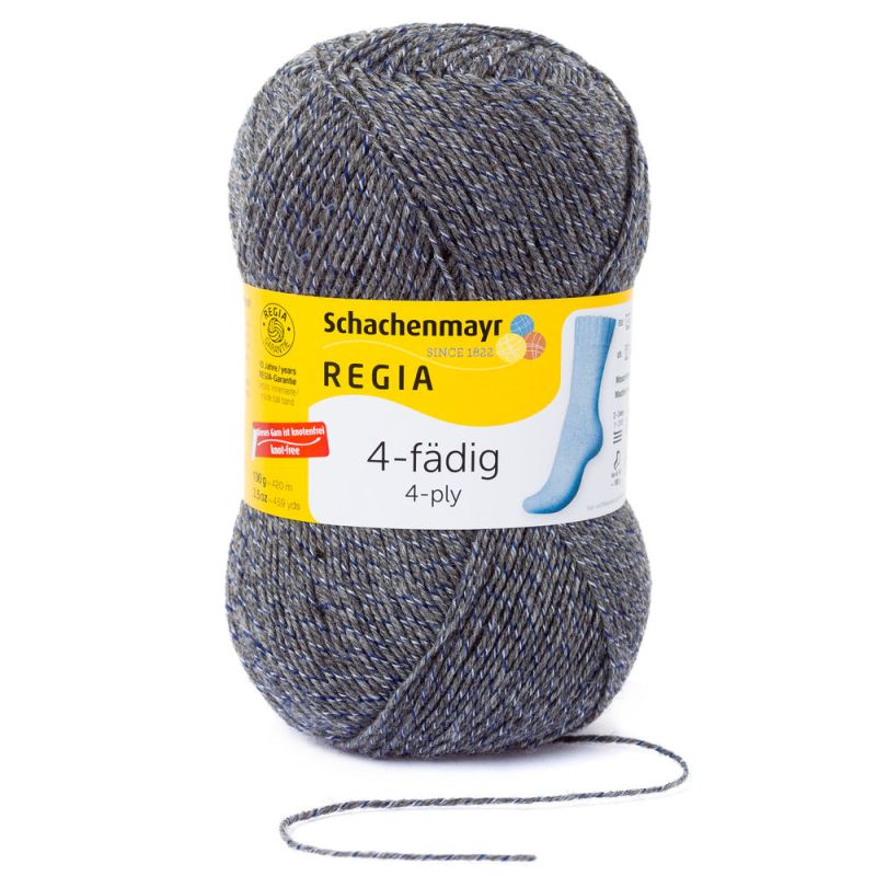 Sockenwolle Uni 4-fach 50 g von Regia 00525 grau mouliné