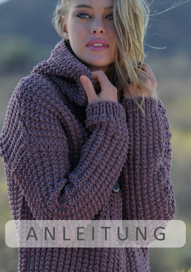 Strukturjacke mit Kapuze | Wollpaket mit Montego Linie 55 | Stricken