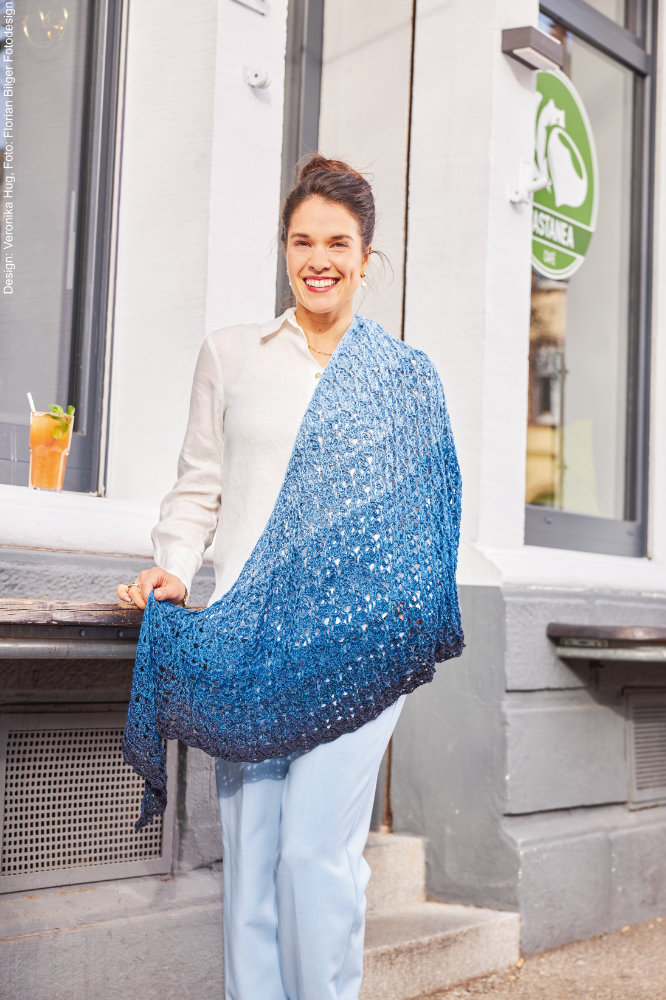 Asymmetrisches Tuch Reliefwaben | Anleitungsheft | Wolle BOBBEL cotton 800m  | Häkeln | Veronika Hug, Woolly Hugs, Christophorus Verlag