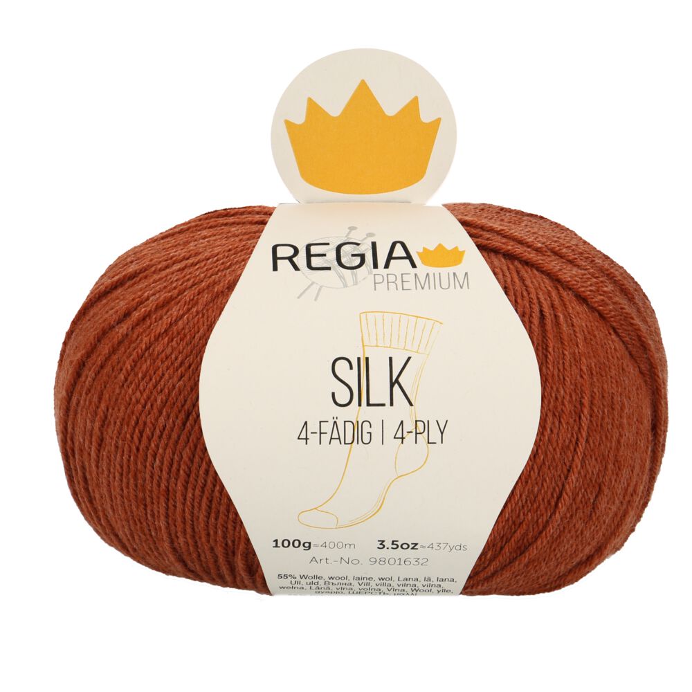 Premium Silk Uni 4-fach Sockenwolle 100 g von Regia 00085 rust red