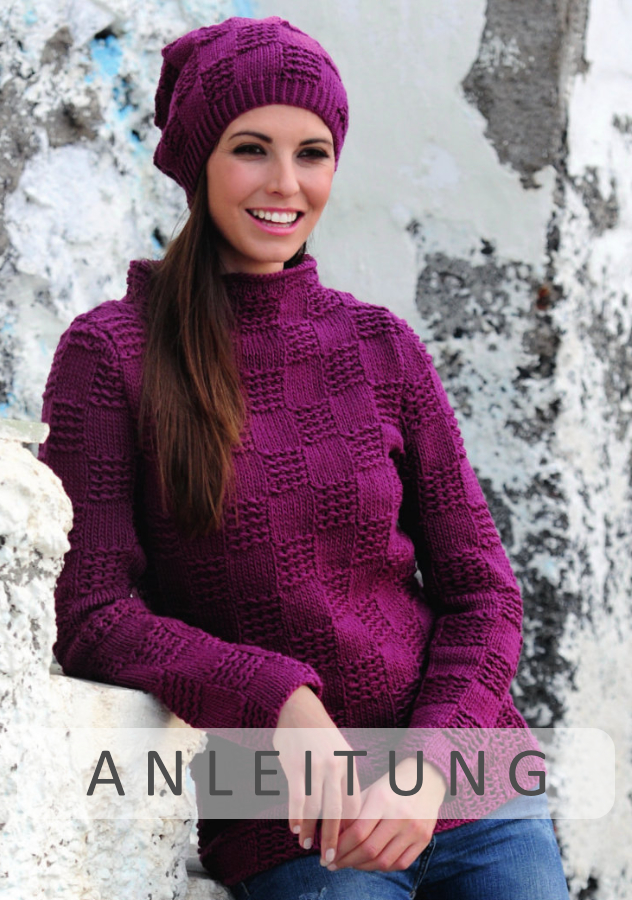 Strukturpullover und Beanie | Einzelanleitung | Wolle Cora Linie 20  | Stricken | ONline