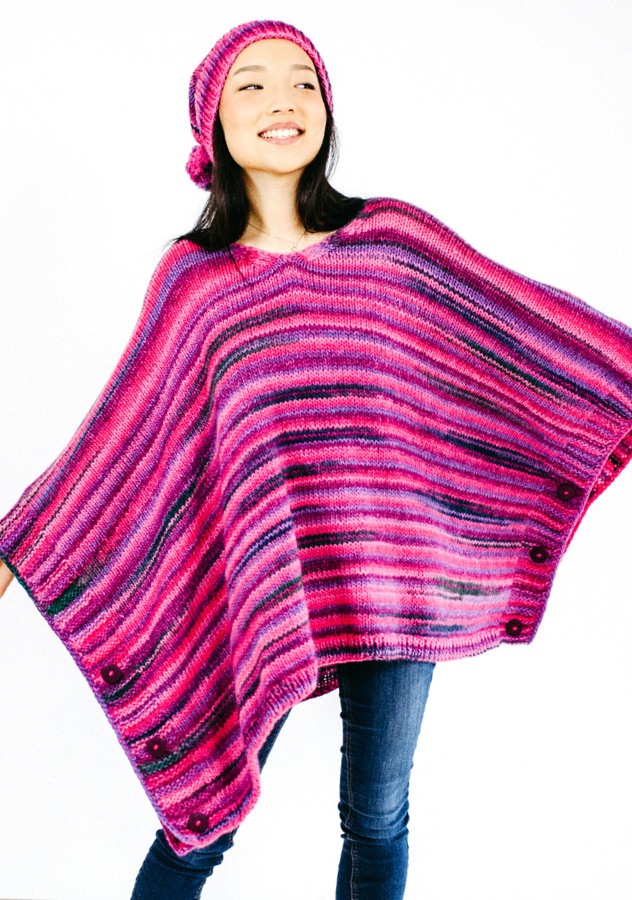 Poncho & Mütze | Einzelanleitung | Wolle Stella  | Stricken | 