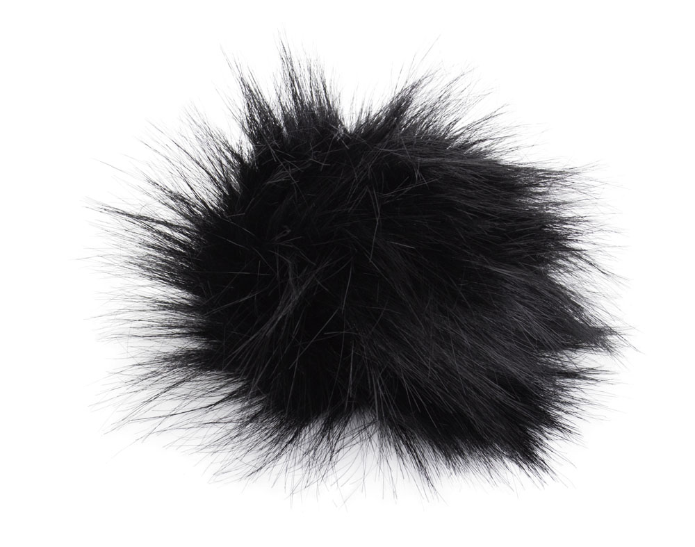 Fell Pompon XXXL mit Druckknopf black 