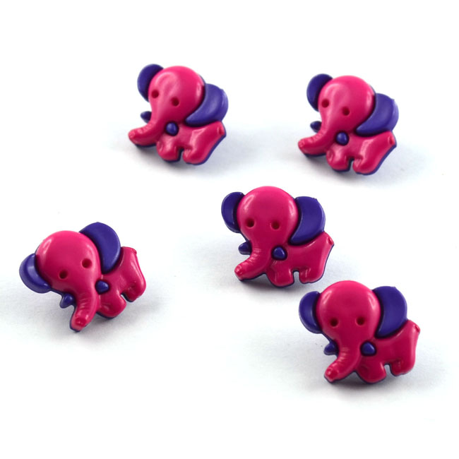 Kinderknopf Elefant Ø20mm lila/pink 