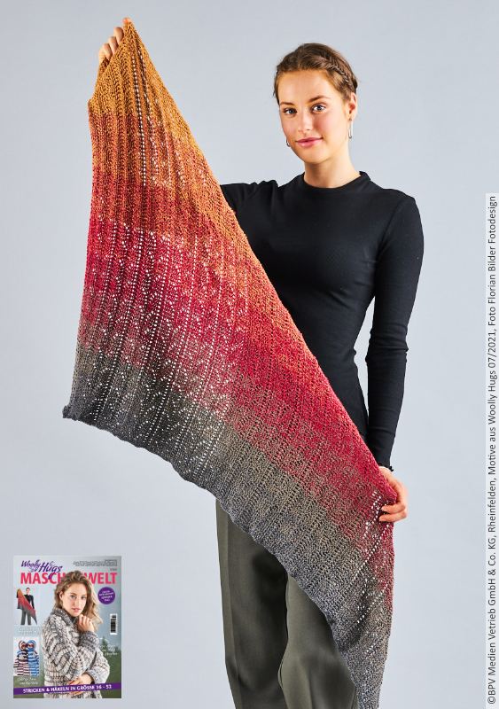 Tuch Tunsische Blattstreifen | Anleitungsheft | Wolle BOBBEL cotton 800m  | tunesisch Häkeln | Woolly Hugs