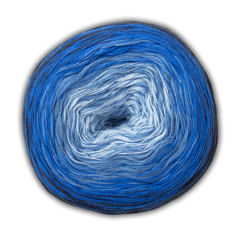 BOBBEL cotton 800m von Woolly Hugs 0024 - hellblau / royal / dunkelblau