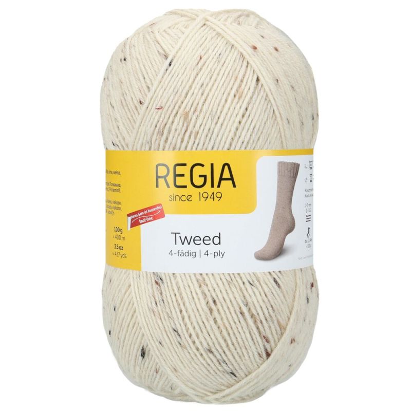 Sockenwolle Tweed 4-fach 100 g von Regia 0002 natur Sockenwolle Tweed 4-fach 100 g von Regia 0002 natur