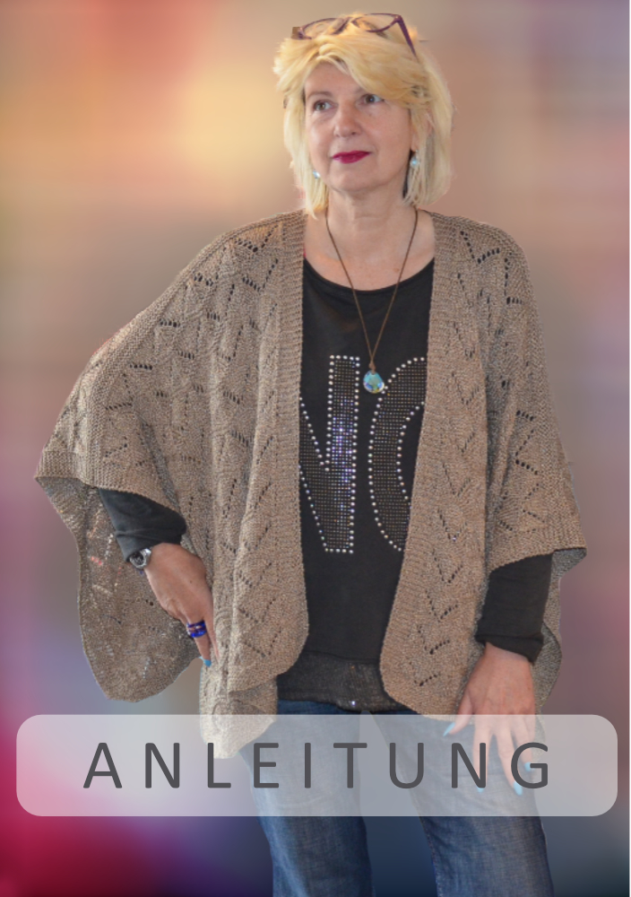 Offener Sommer-Poncho mit Ajourmuster Offener Sommer-Poncho mit Ajourmuster